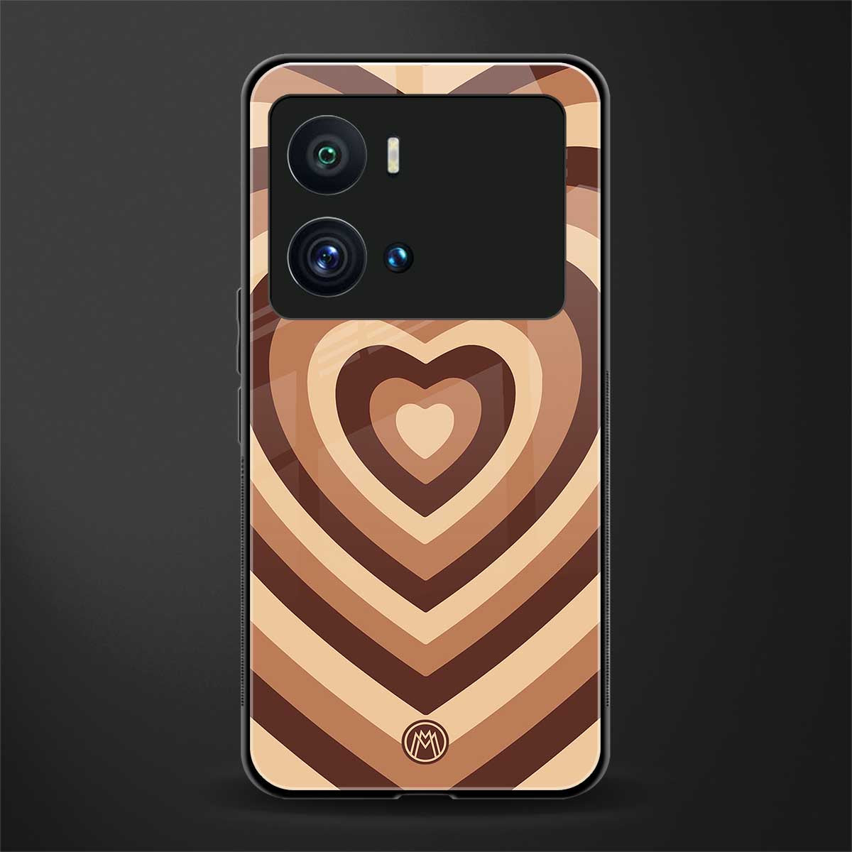 y2k brown hearts aesthetic back phone cover | glass case for iQOO 9 Pro