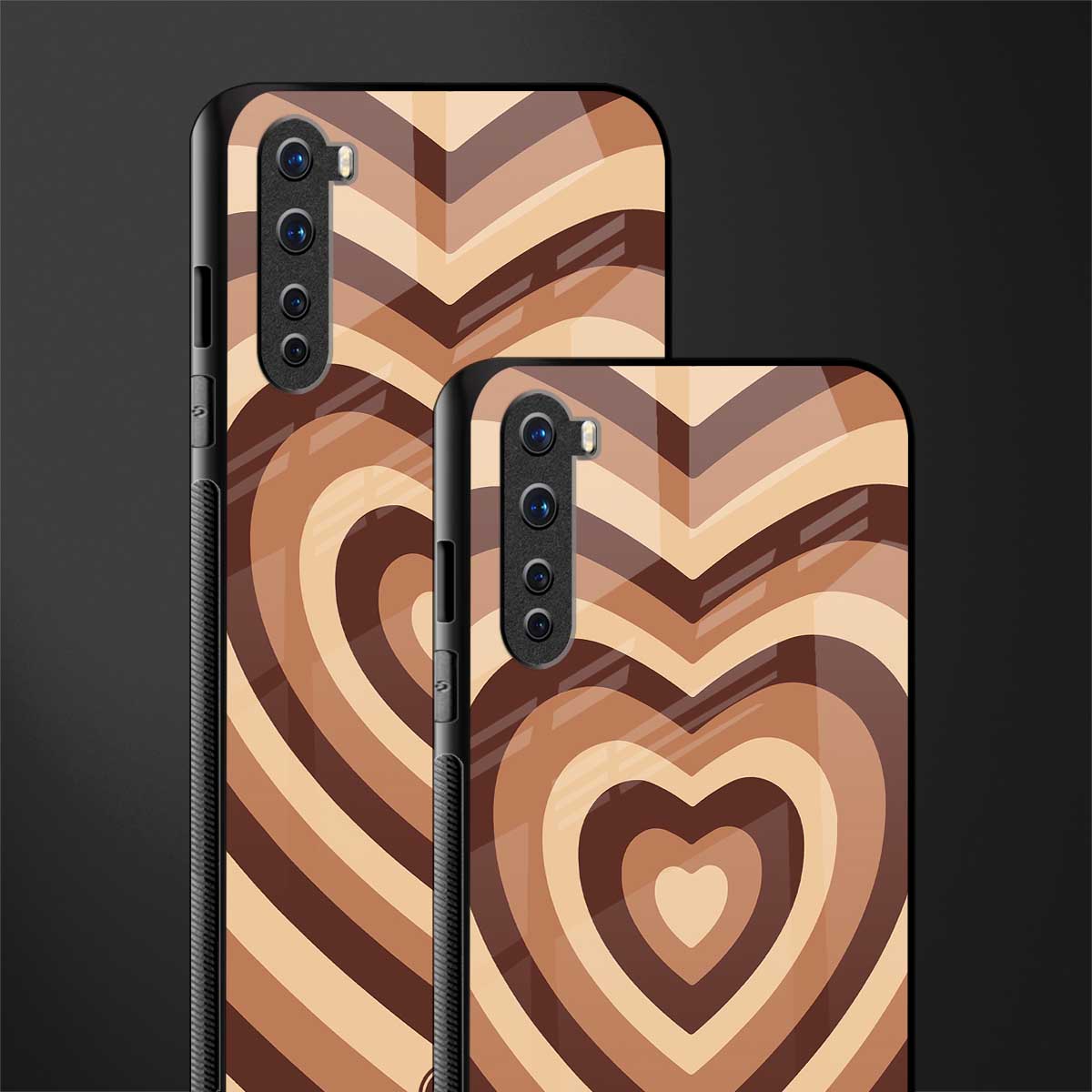 y2k brown hearts aesthetic glass case for oneplus nord ac2001 image-2