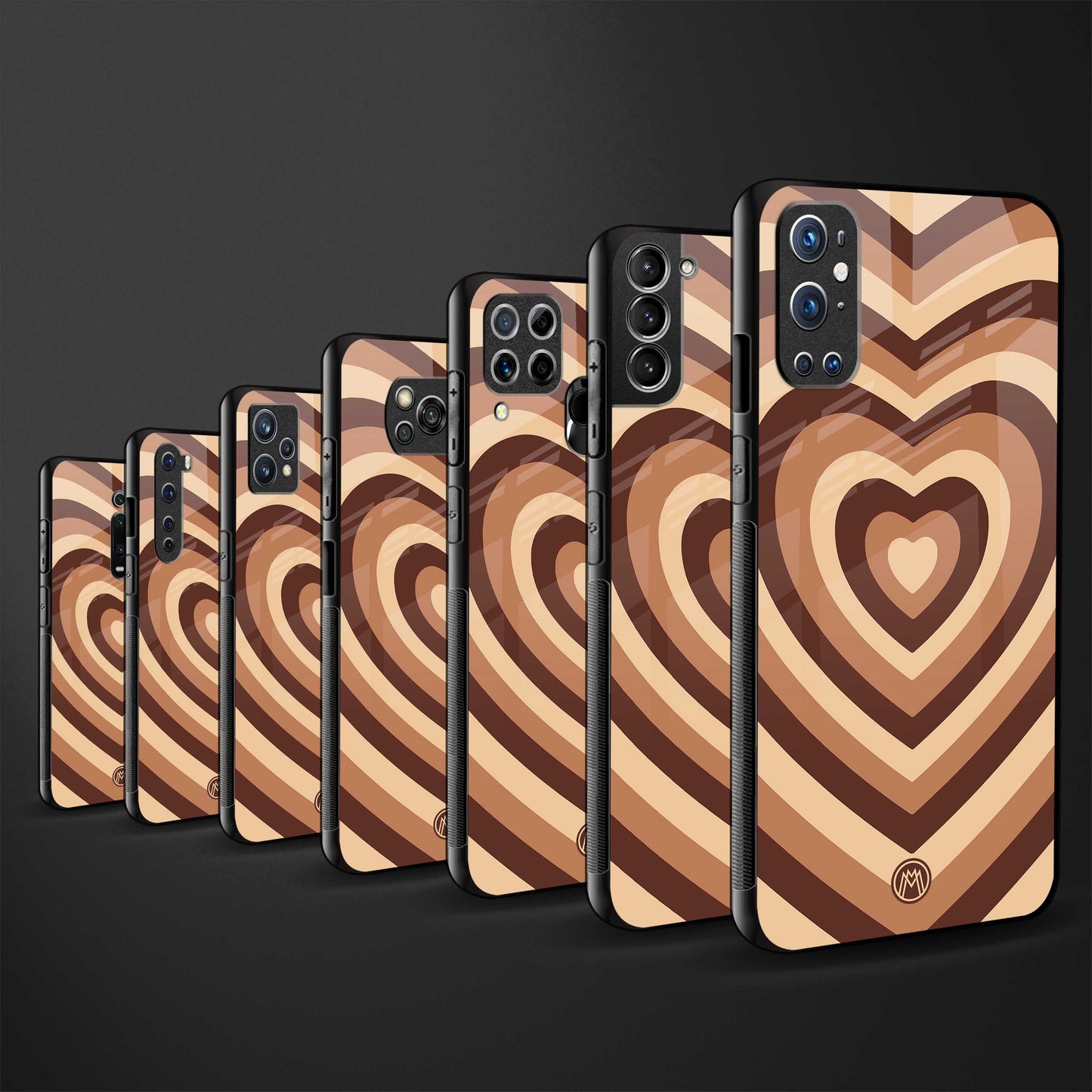 y2k brown hearts aesthetic glass case for redmi 9c image-3