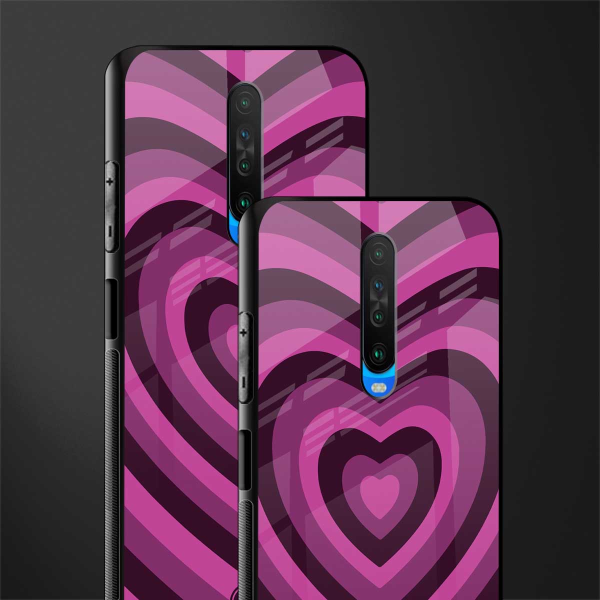 y2k burgundy hearts aesthetic glass case for poco x2 image-2