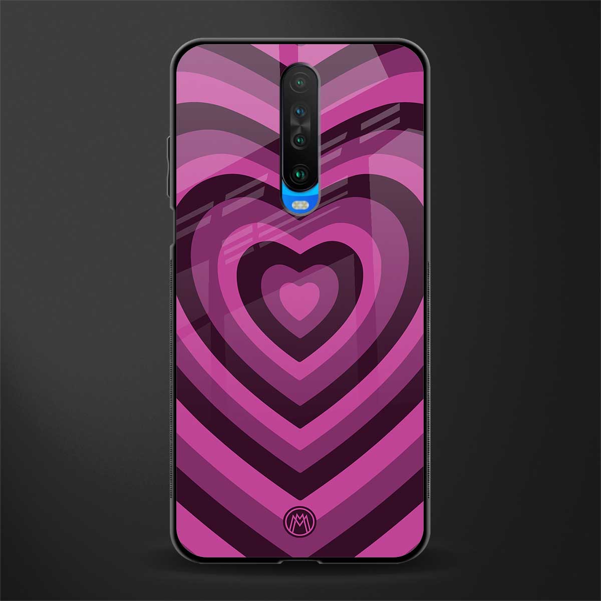 y2k burgundy hearts aesthetic glass case for poco x2 image