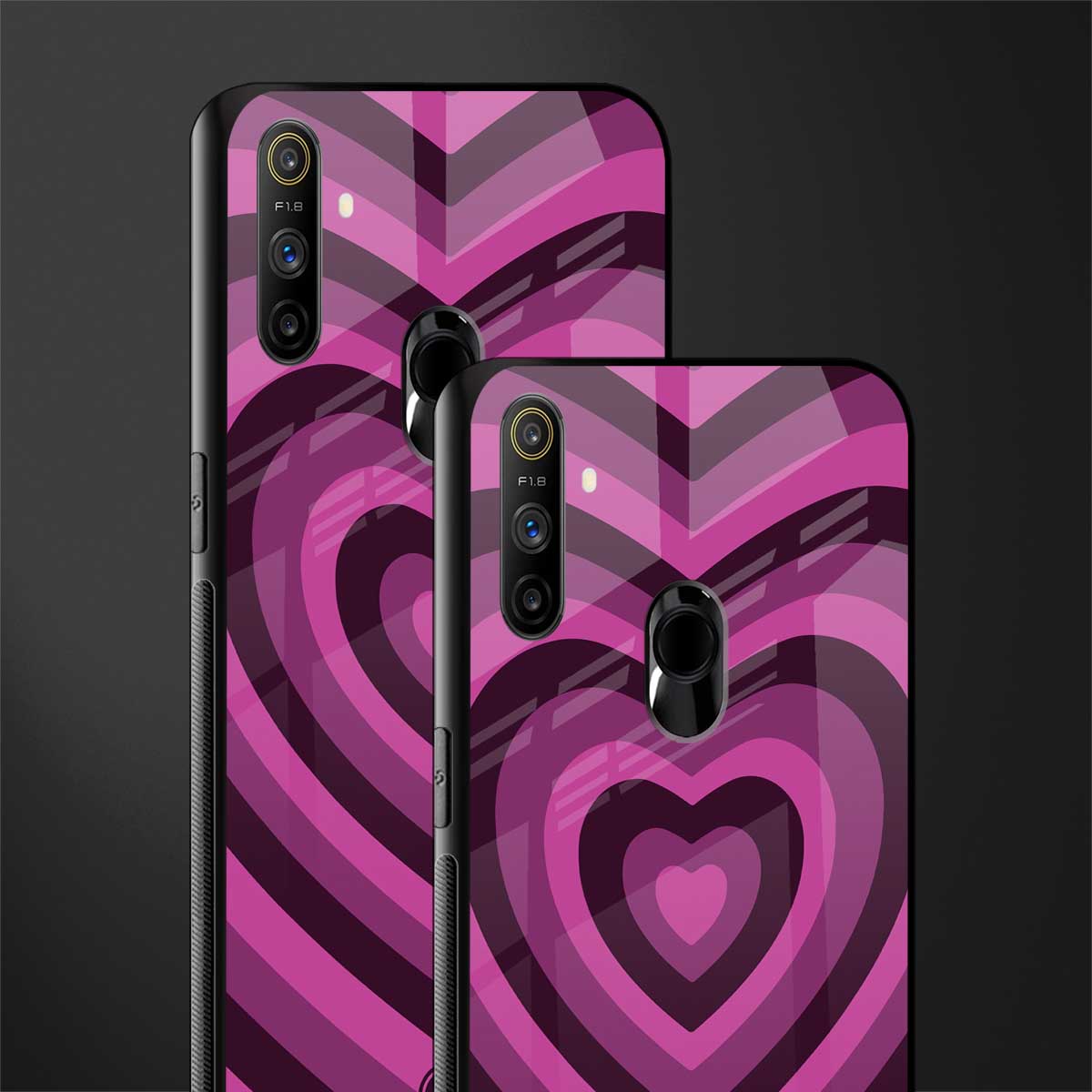 y2k burgundy hearts aesthetic glass case for realme narzo 20a image-2