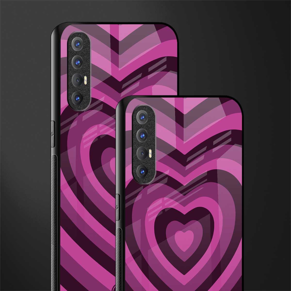 y2k burgundy hearts aesthetic glass case for oppo reno 3 pro image-2