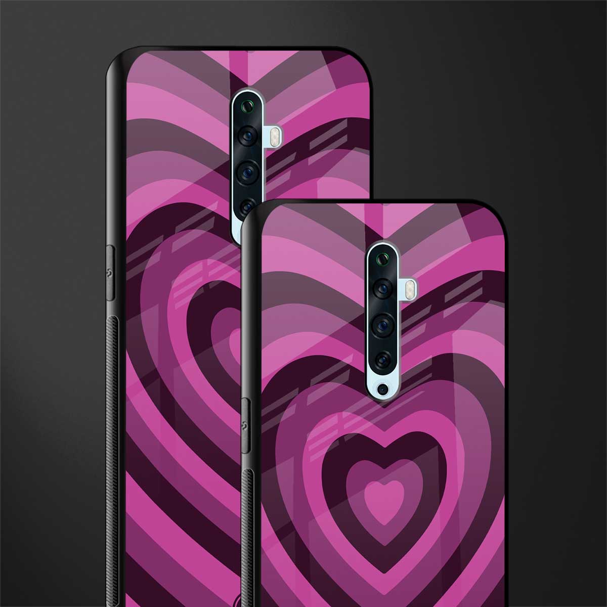 y2k burgundy hearts aesthetic glass case for oppo reno 2f image-2