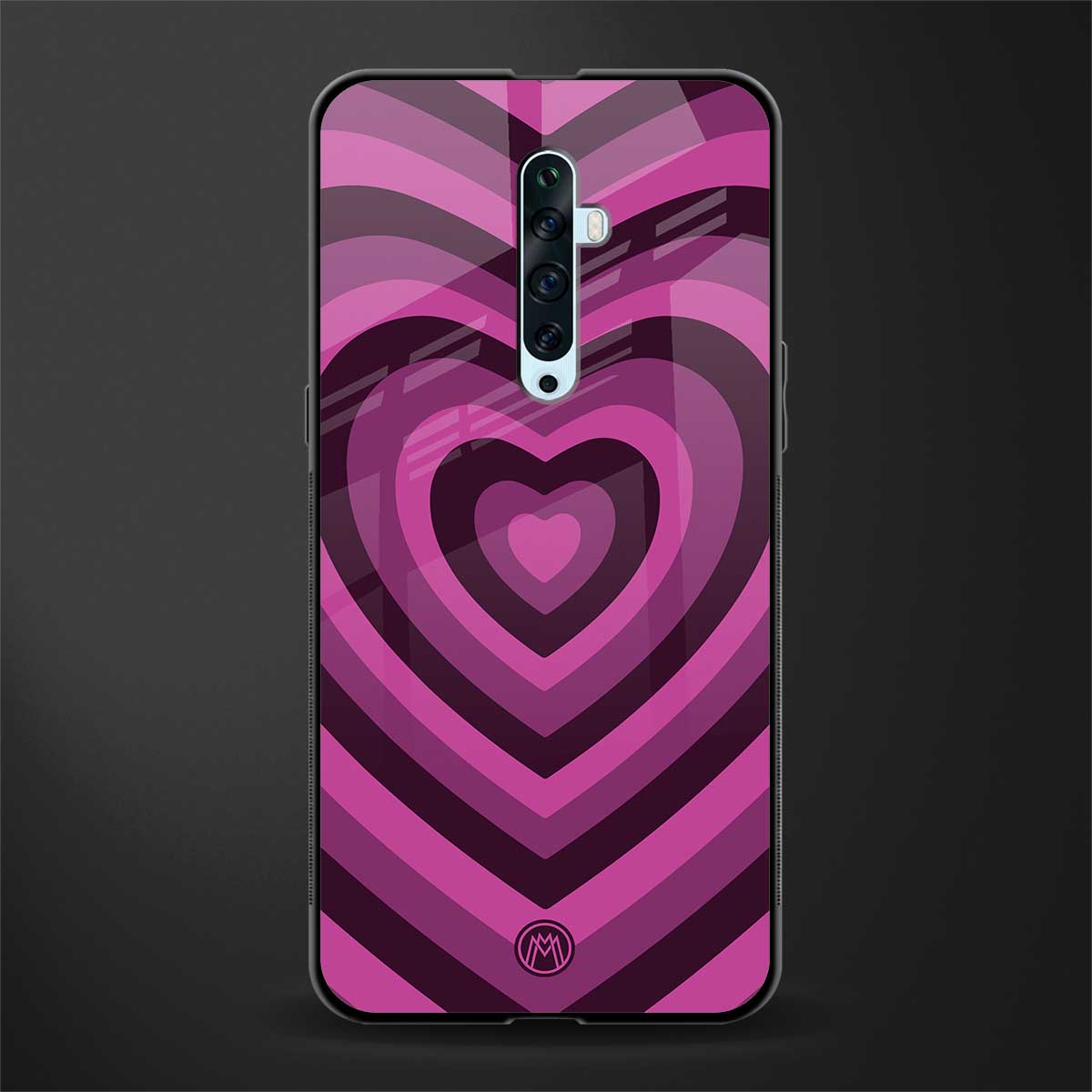 y2k burgundy hearts aesthetic glass case for oppo reno 2z image