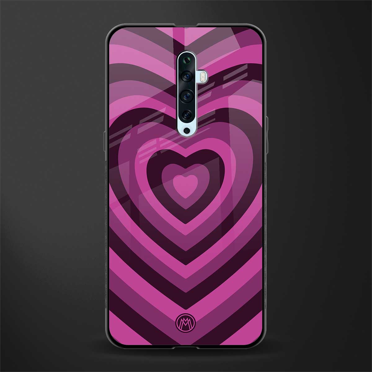 y2k burgundy hearts aesthetic glass case for oppo reno 2f image