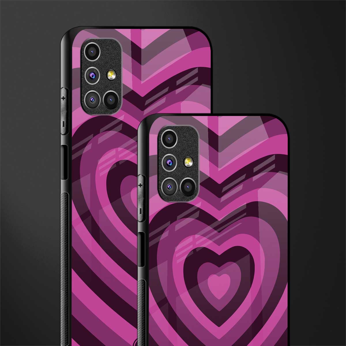 y2k burgundy hearts aesthetic glass case for samsung galaxy m51 image-2