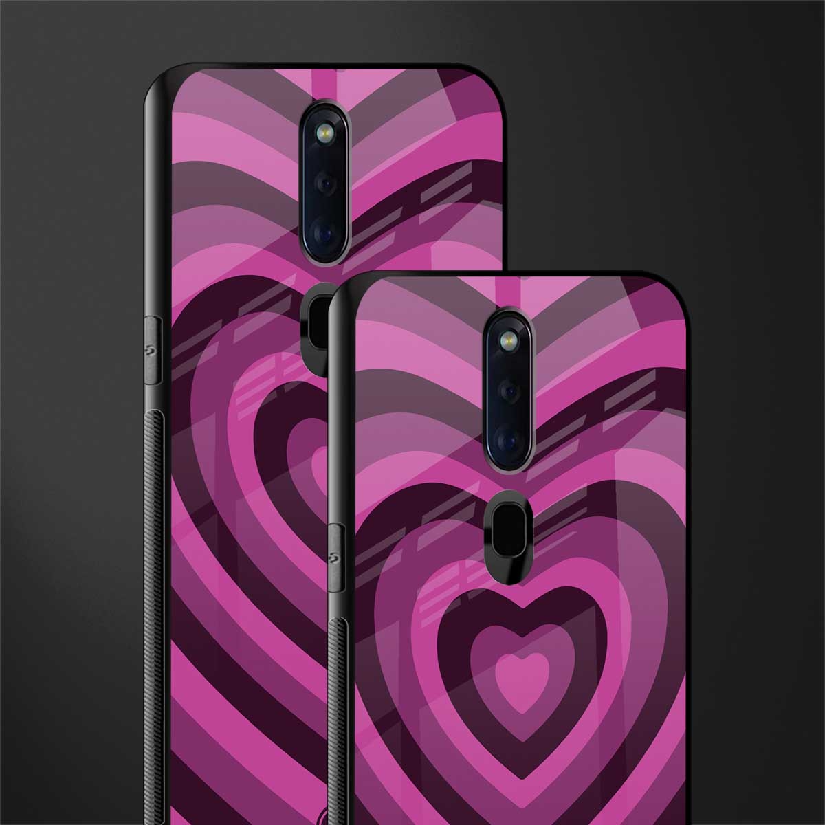 y2k burgundy hearts aesthetic glass case for oppo f11 pro image-2