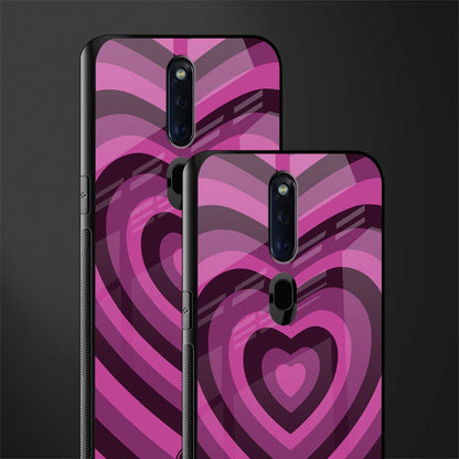 y2k burgundy hearts aesthetic glass case for oppo f11 pro image-2
