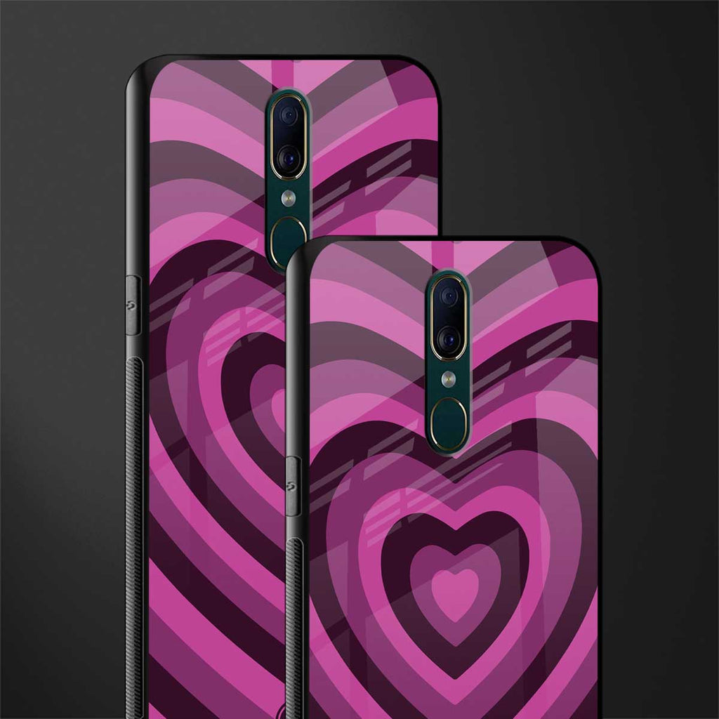 y2k burgundy hearts aesthetic glass case for oppo f11 image-2