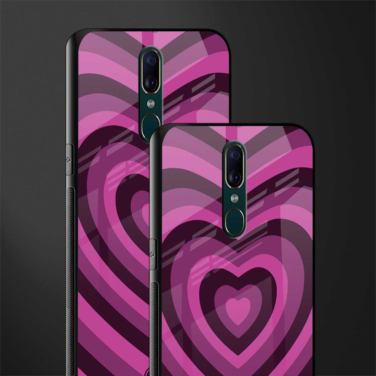y2k burgundy hearts aesthetic glass case for oppo f11 image-2