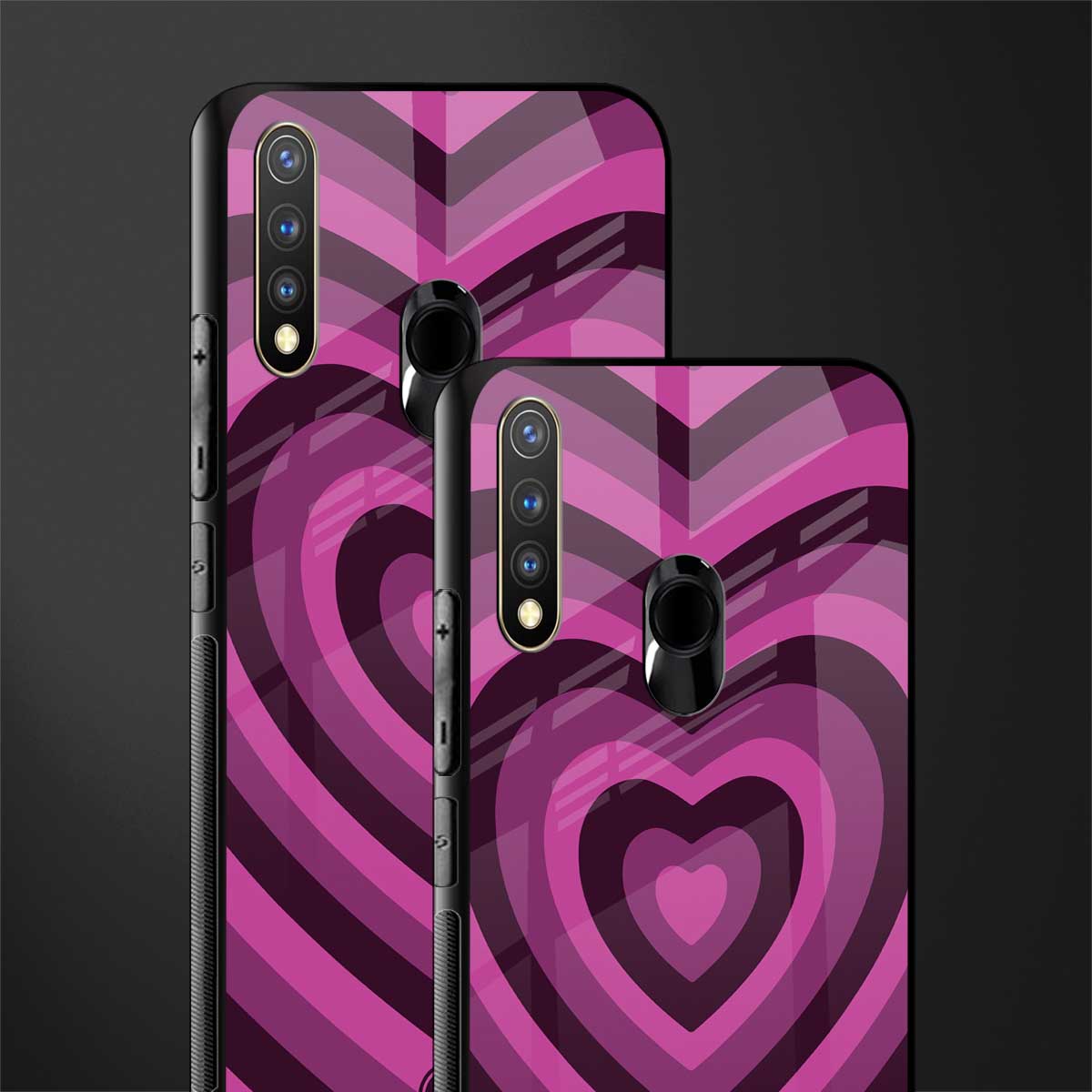 y2k burgundy hearts aesthetic glass case for vivo u20 image-2