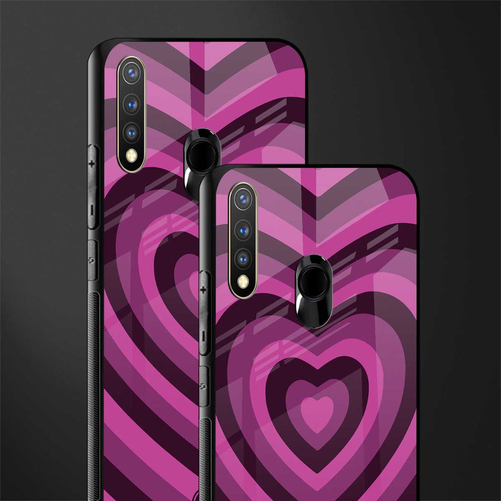 y2k burgundy hearts aesthetic glass case for vivo y19 image-2
