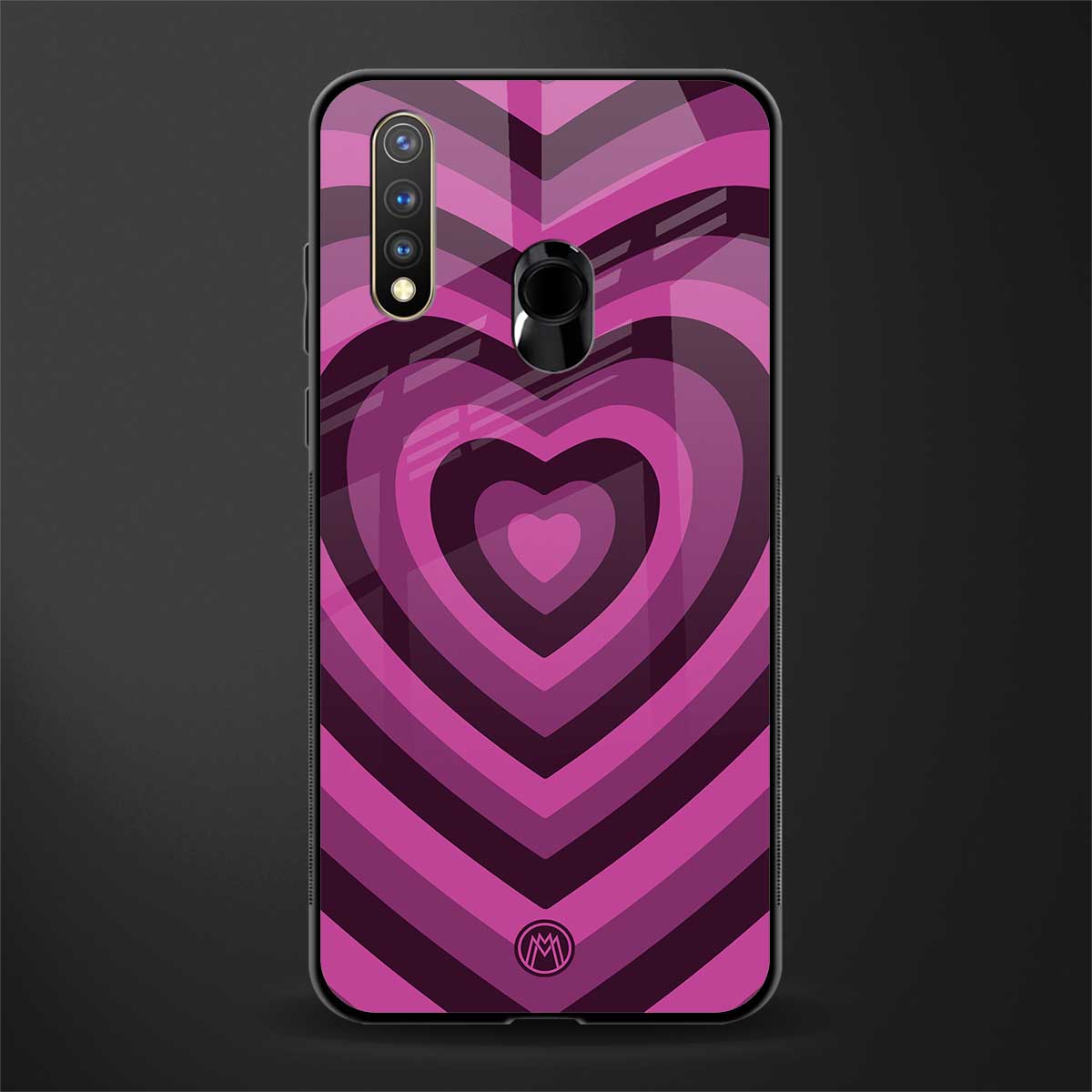 y2k burgundy hearts aesthetic glass case for vivo u20 image