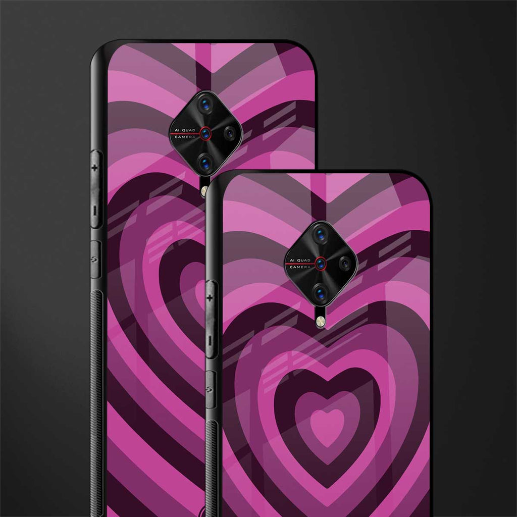 y2k burgundy hearts aesthetic glass case for vivo s1 pro image-2
