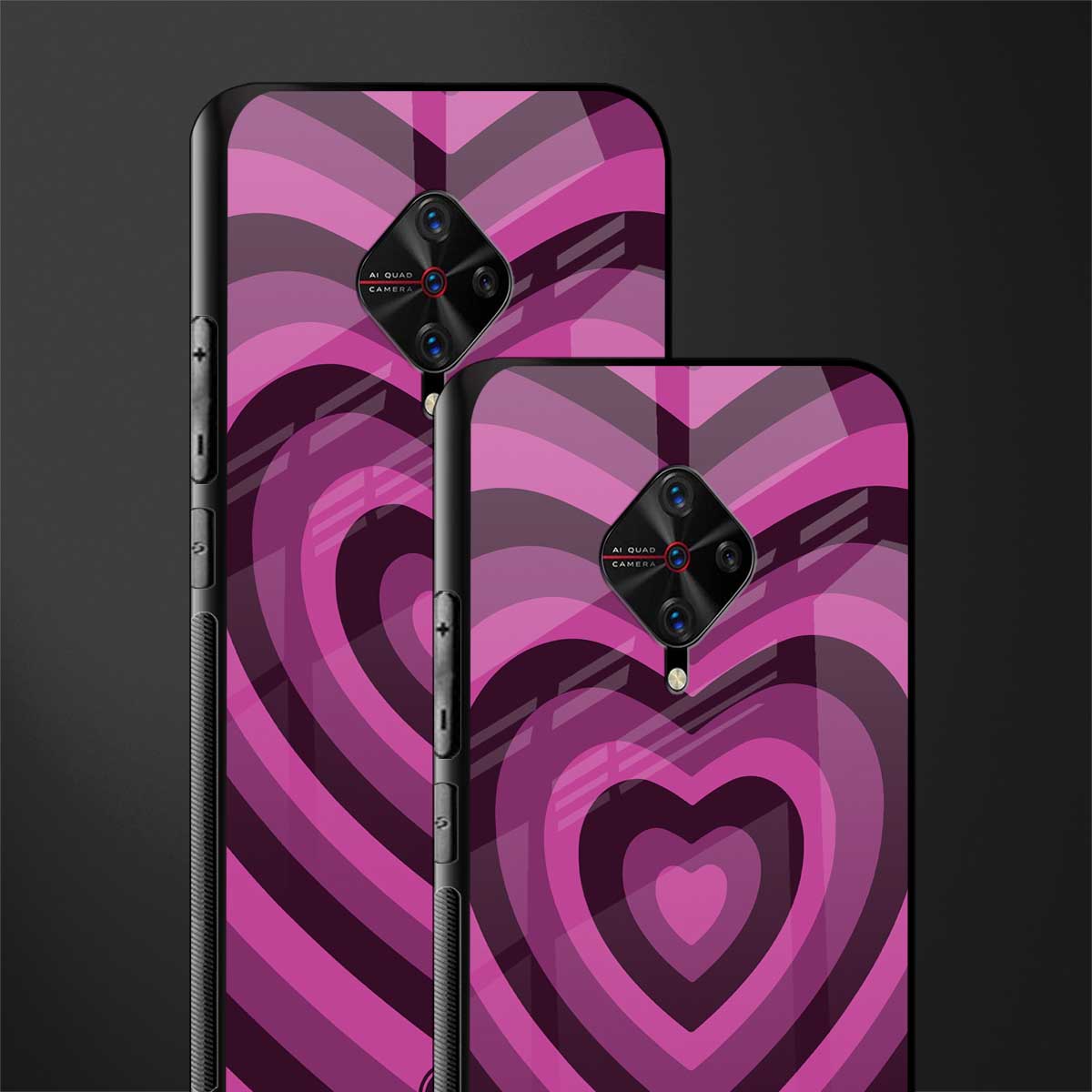 y2k burgundy hearts aesthetic glass case for vivo s1 pro image-2