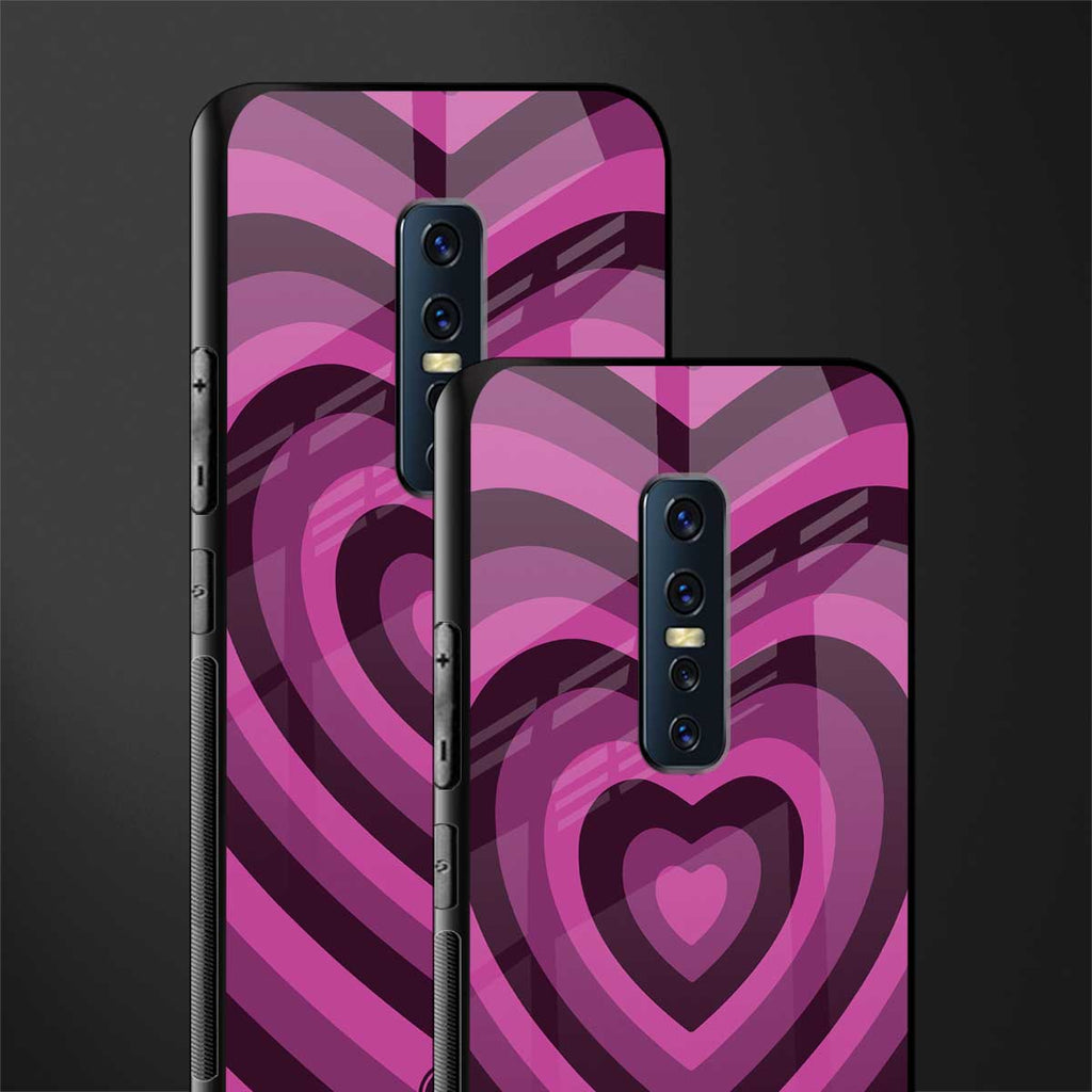 y2k burgundy hearts aesthetic glass case for vivo v17 pro image-2