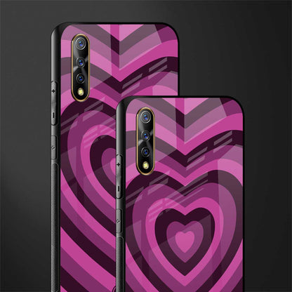 y2k burgundy hearts aesthetic glass case for vivo z1x image-2