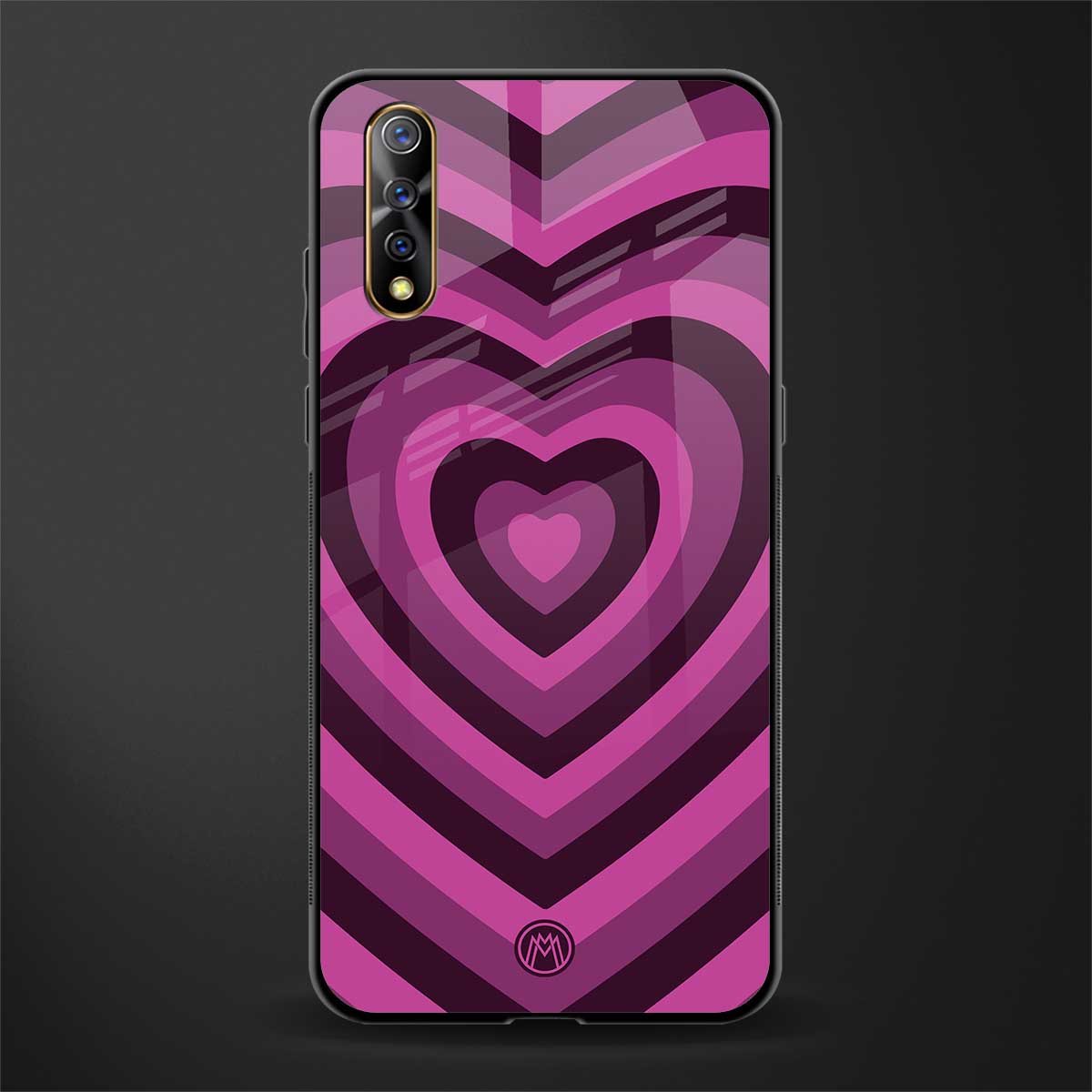 y2k burgundy hearts aesthetic glass case for vivo z1x image