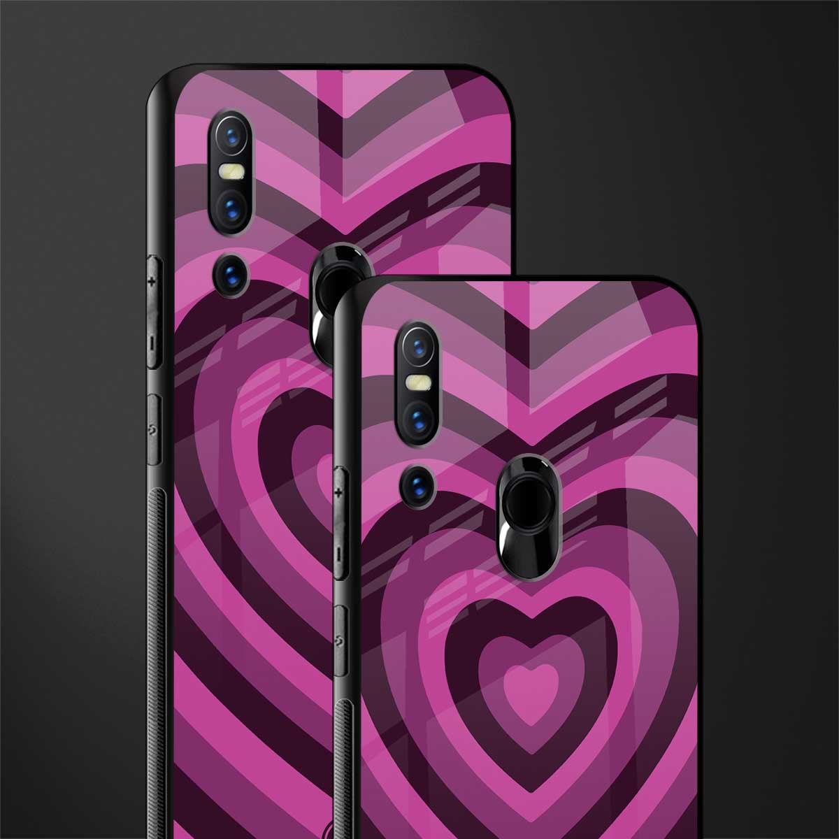 y2k burgundy hearts aesthetic glass case for vivo v15 image-2