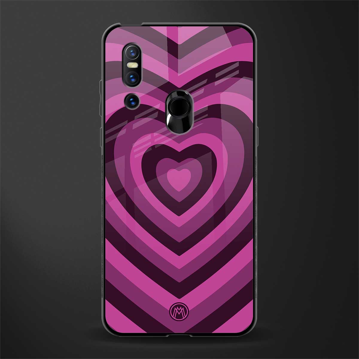 y2k burgundy hearts aesthetic glass case for vivo v15 image