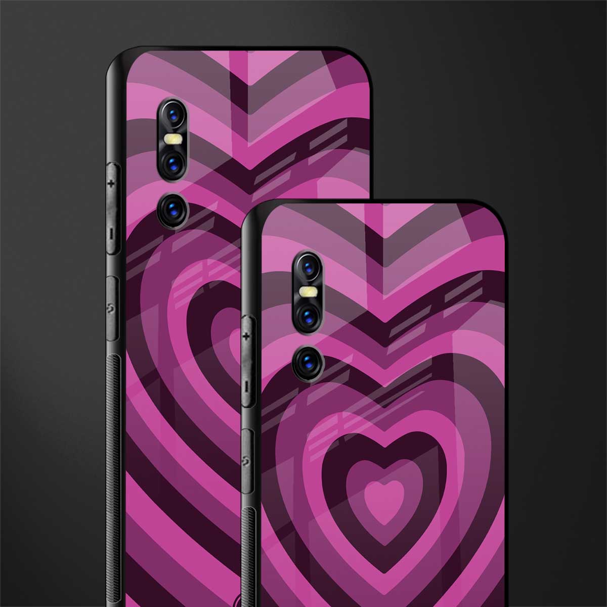 y2k burgundy hearts aesthetic glass case for vivo v15 pro image-2