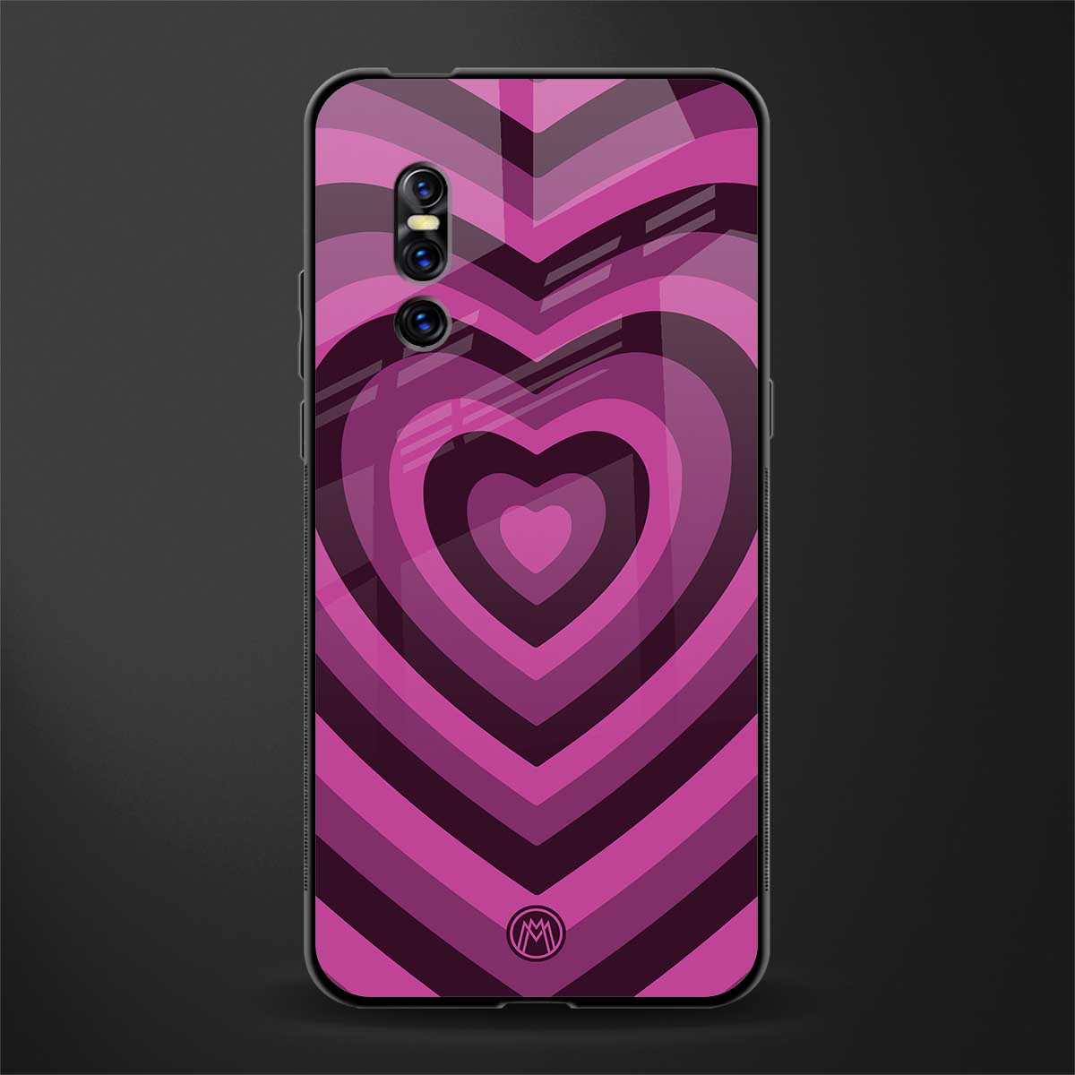 y2k burgundy hearts aesthetic glass case for vivo v15 pro image