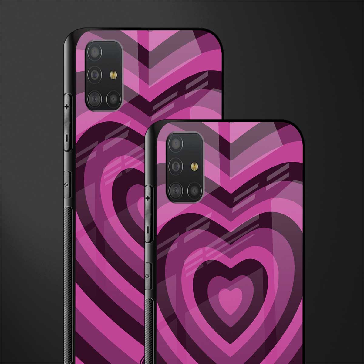 y2k burgundy hearts aesthetic glass case for samsung galaxy a51 image-2