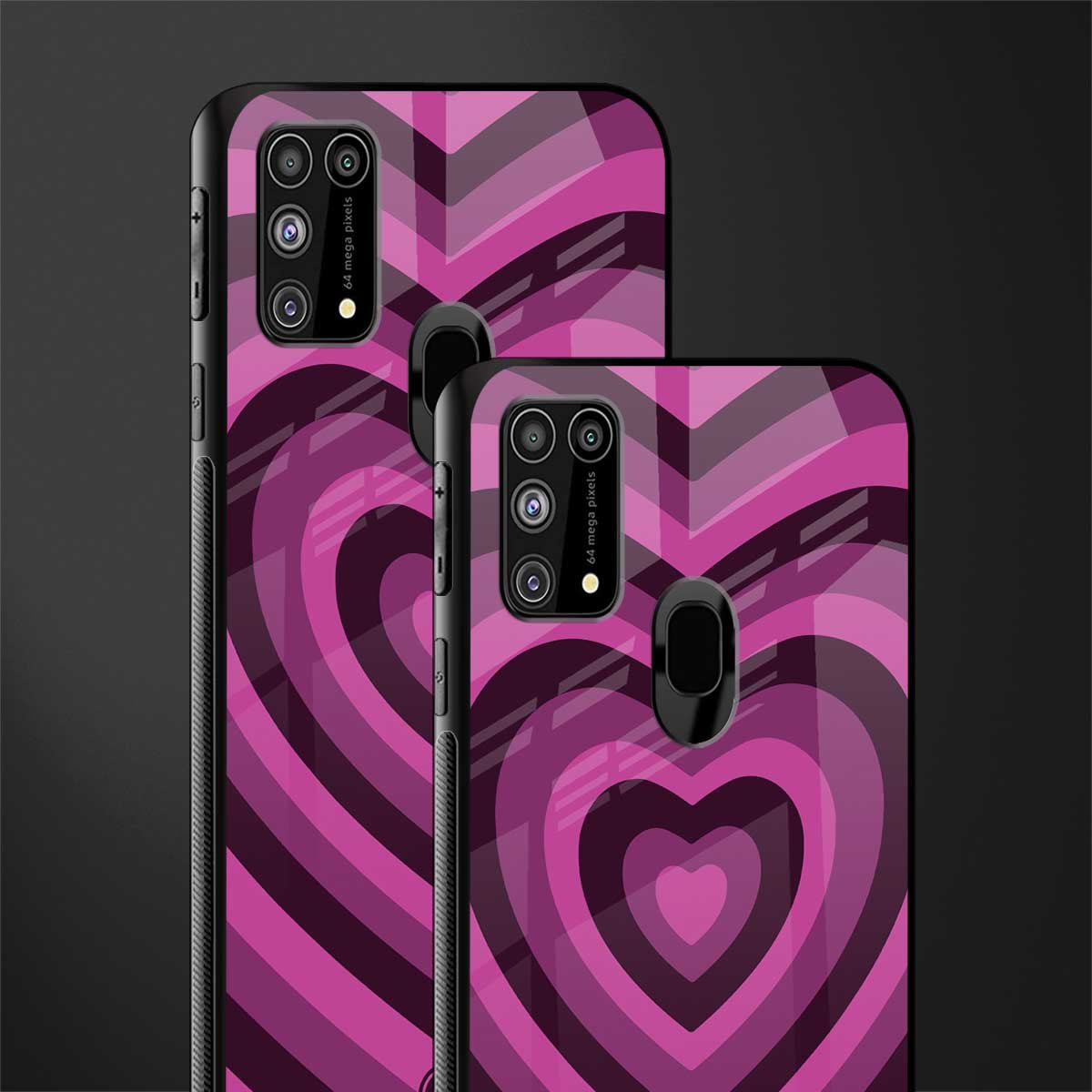y2k burgundy hearts aesthetic glass case for samsung galaxy f41 image-2