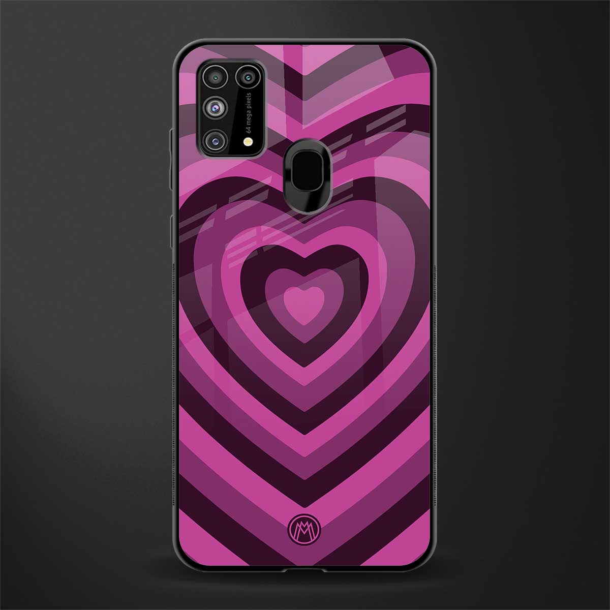 y2k burgundy hearts aesthetic glass case for samsung galaxy f41 image