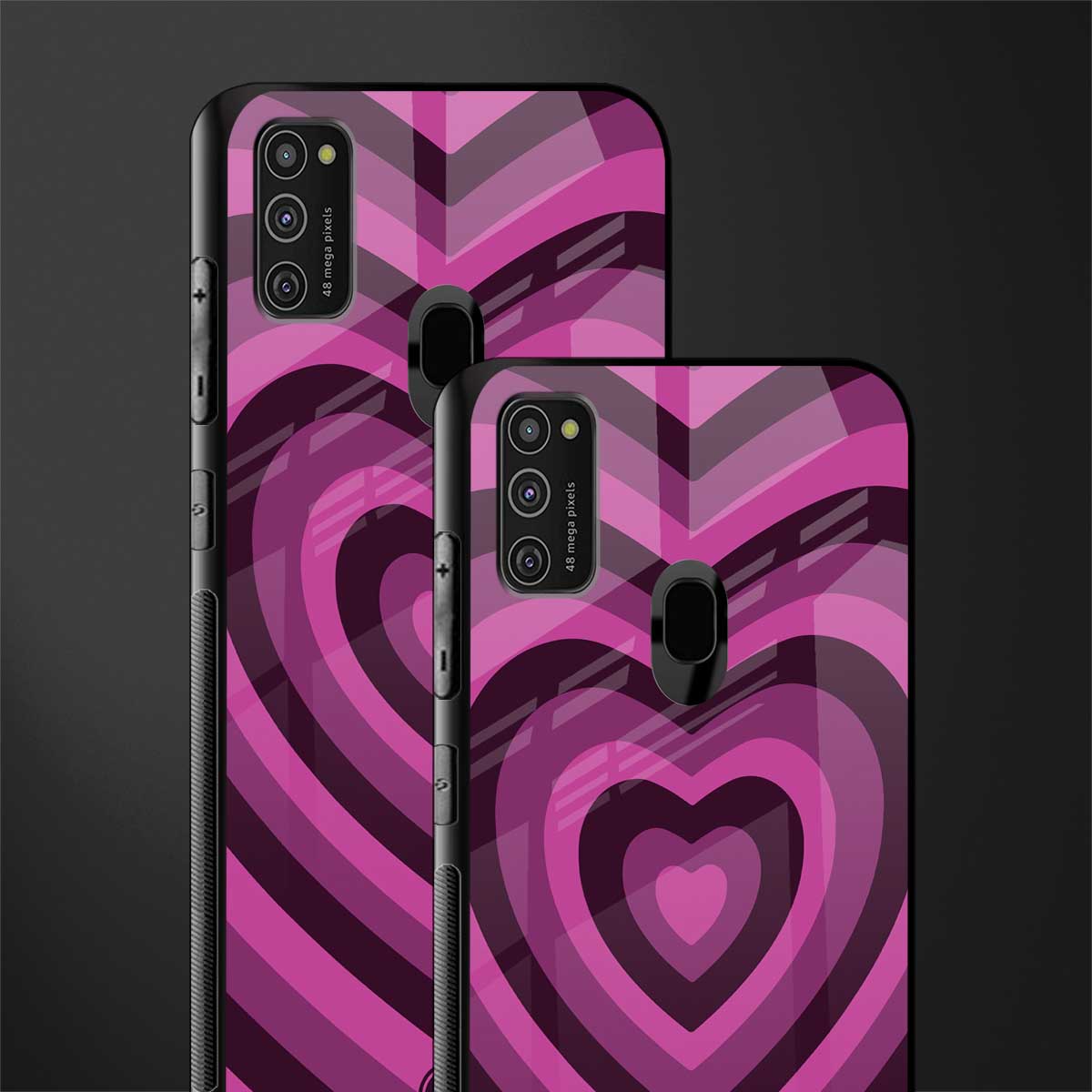 y2k burgundy hearts aesthetic glass case for samsung galaxy m21 image-2