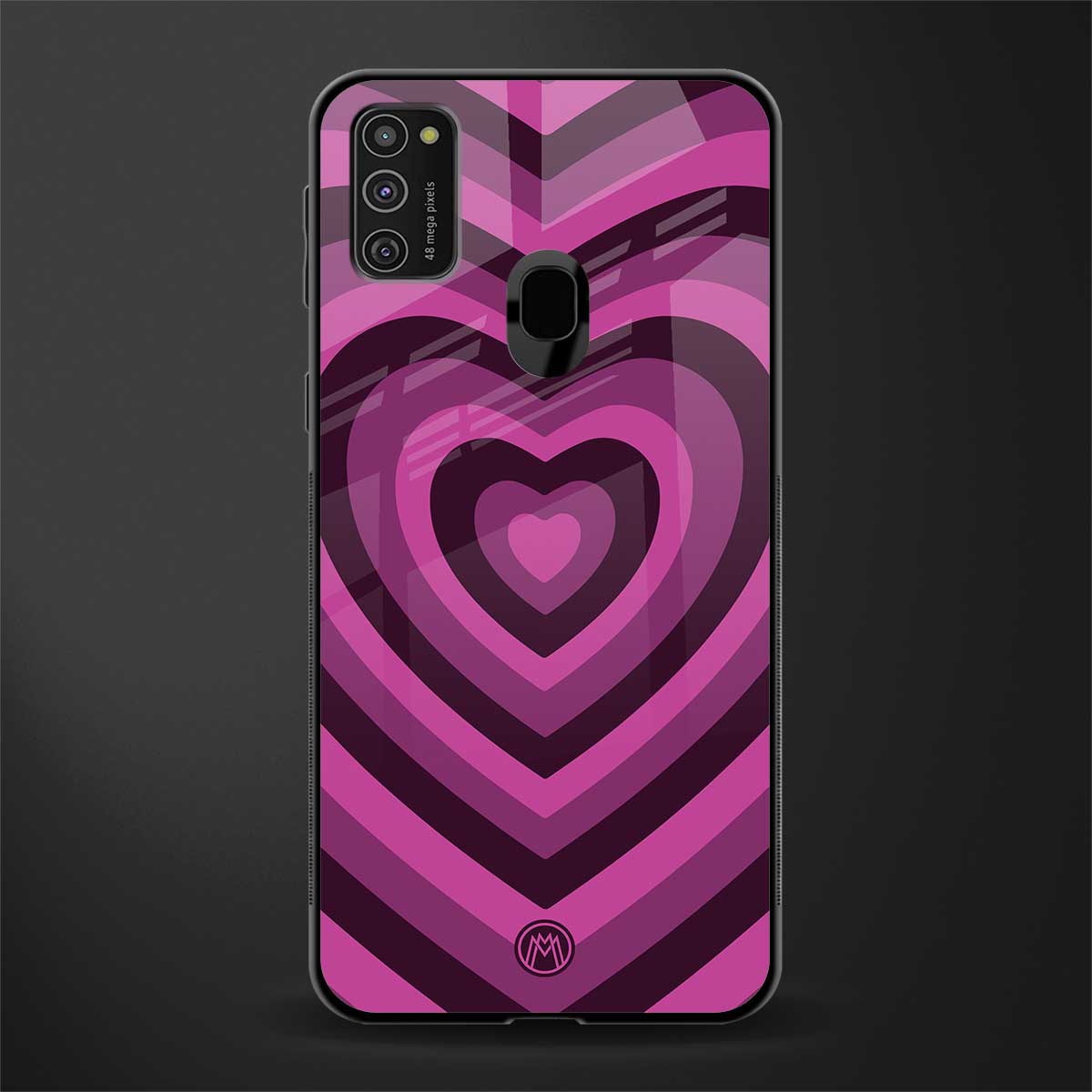 y2k burgundy hearts aesthetic glass case for samsung galaxy m30s image