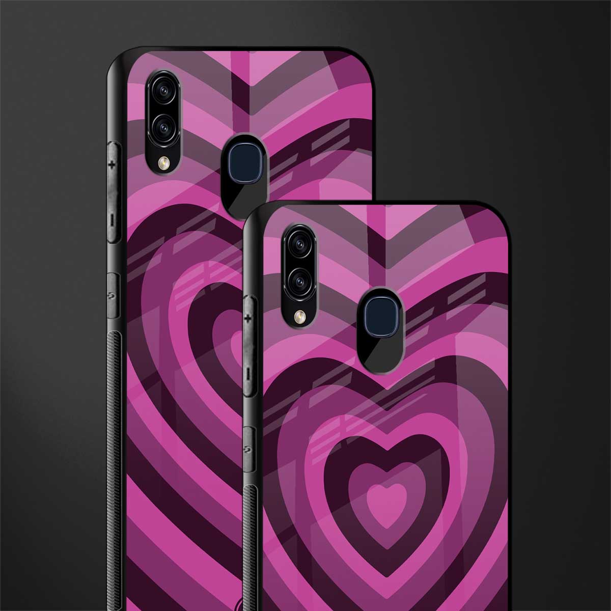 y2k burgundy hearts aesthetic glass case for samsung galaxy a20 image-2