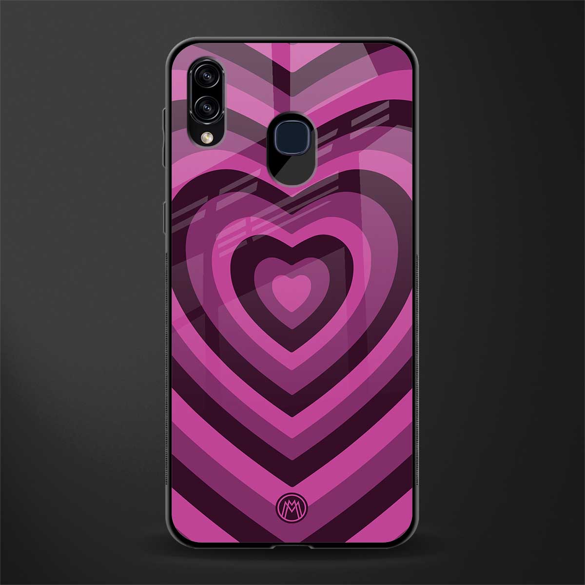 y2k burgundy hearts aesthetic glass case for samsung galaxy a20 image