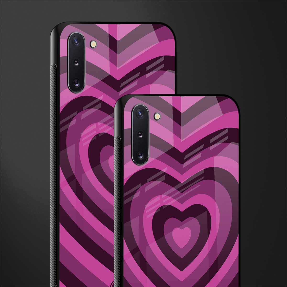 y2k burgundy hearts aesthetic glass case for samsung galaxy note 10 image-2