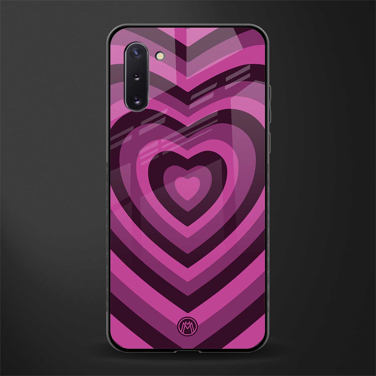 y2k burgundy hearts aesthetic glass case for samsung galaxy note 10 image