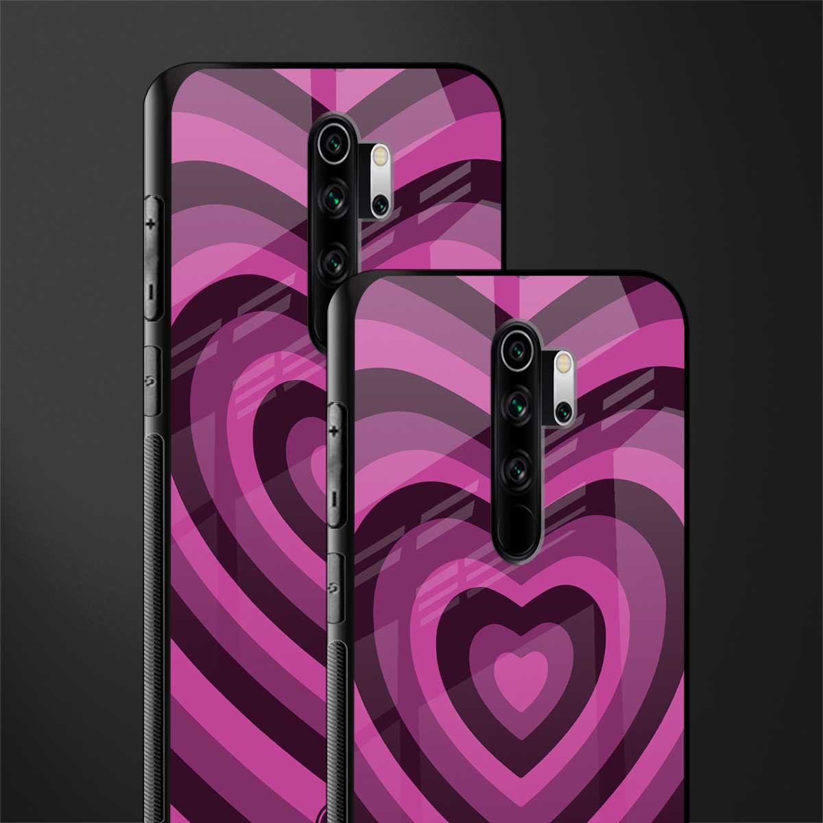 y2k burgundy hearts aesthetic glass case for redmi note 8 pro image-2