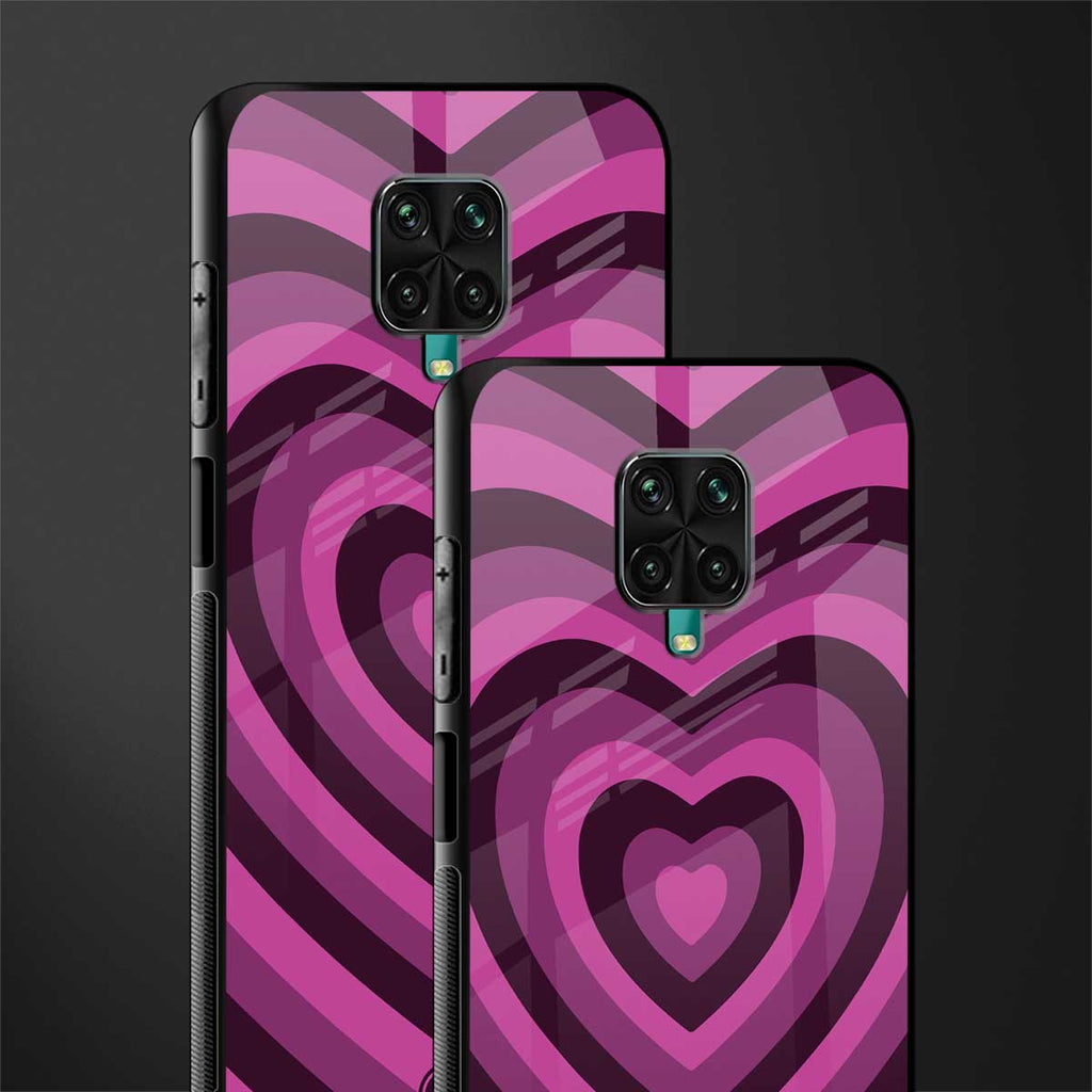 y2k burgundy hearts aesthetic glass case for redmi note 9 pro image-2