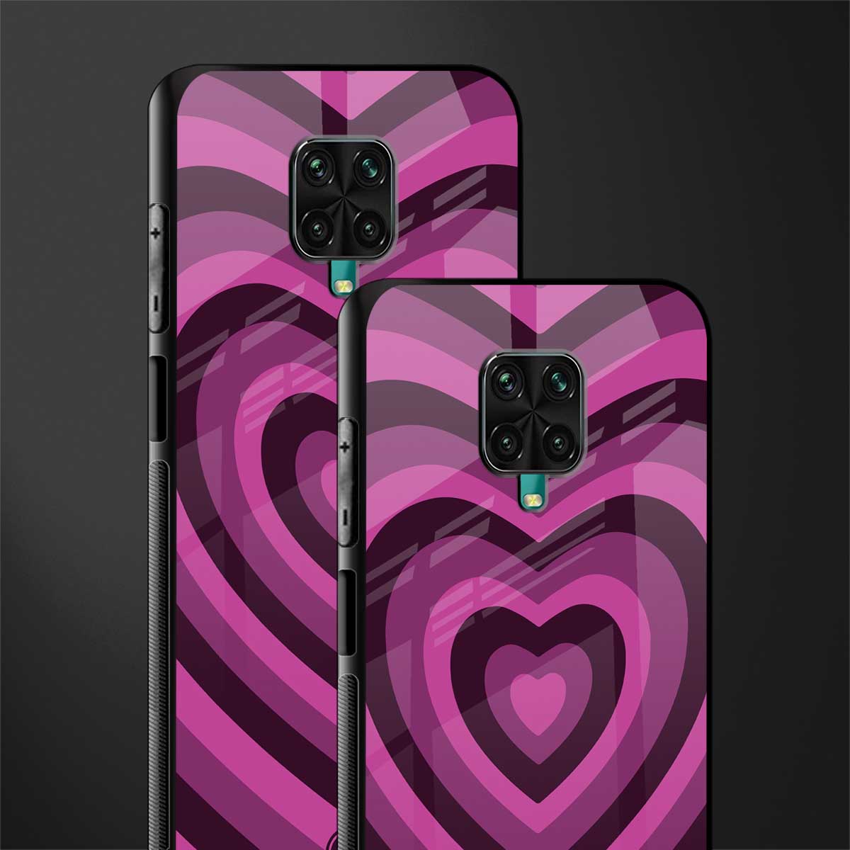y2k burgundy hearts aesthetic glass case for redmi note 9 pro image-2