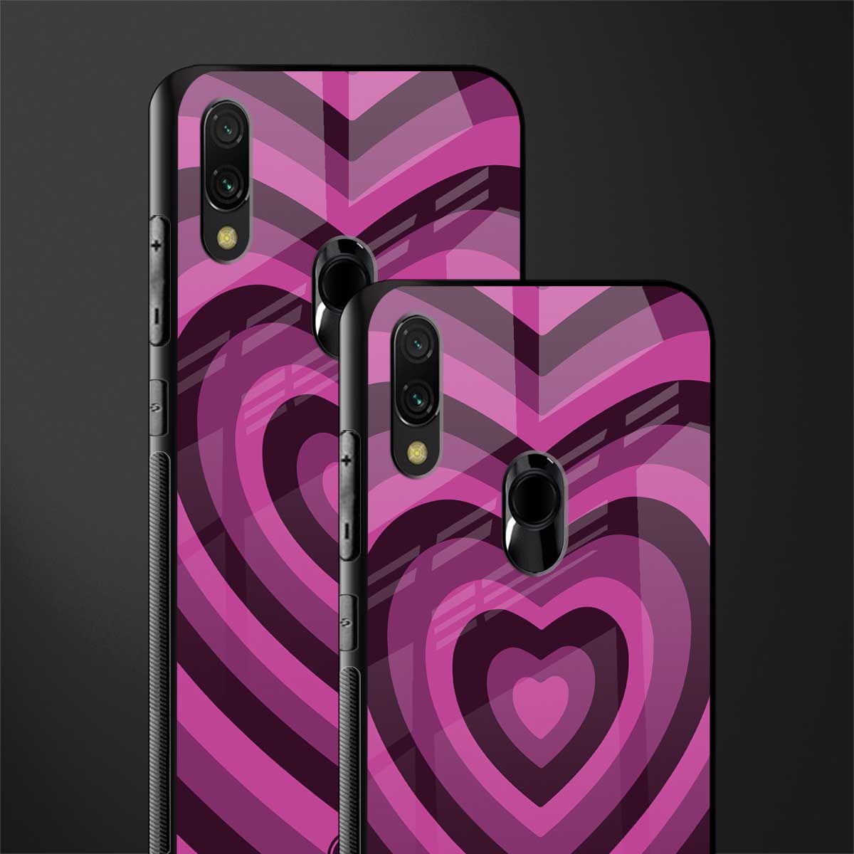 y2k burgundy hearts aesthetic glass case for redmi note 7 pro image-2