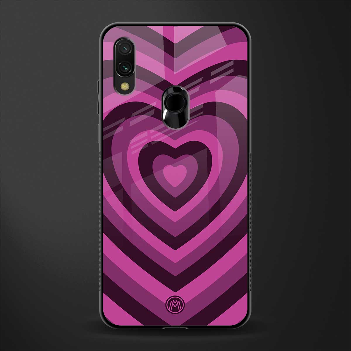 y2k burgundy hearts aesthetic glass case for redmi y3 image