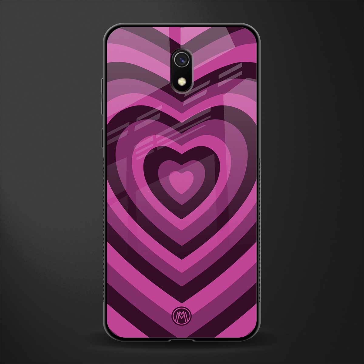 y2k burgundy hearts aesthetic glass case for redmi 8a image