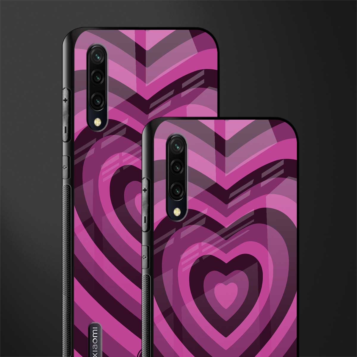 y2k burgundy hearts aesthetic glass case for mi a3 redmi a3 image-2