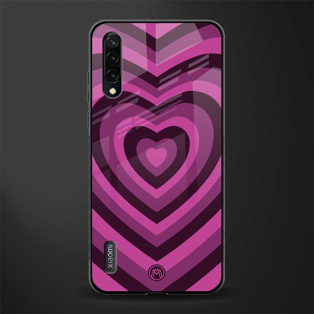 y2k burgundy hearts aesthetic glass case for mi a3 redmi a3 image