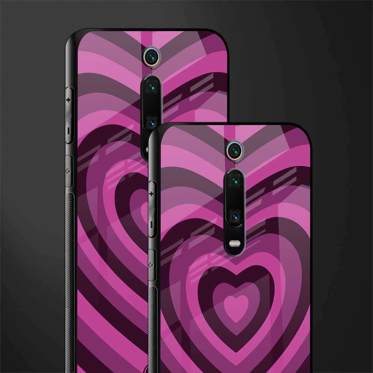 y2k burgundy hearts aesthetic glass case for redmi k20 pro image-2