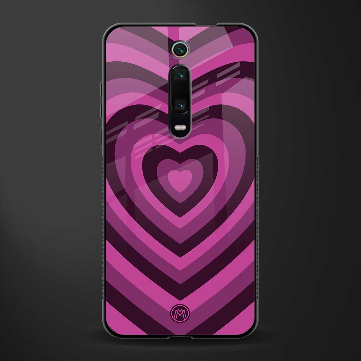 y2k burgundy hearts aesthetic glass case for redmi k20 image