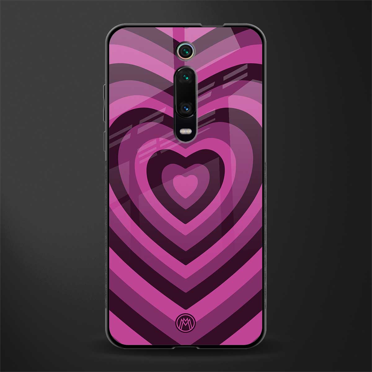 y2k burgundy hearts aesthetic glass case for redmi k20 pro image