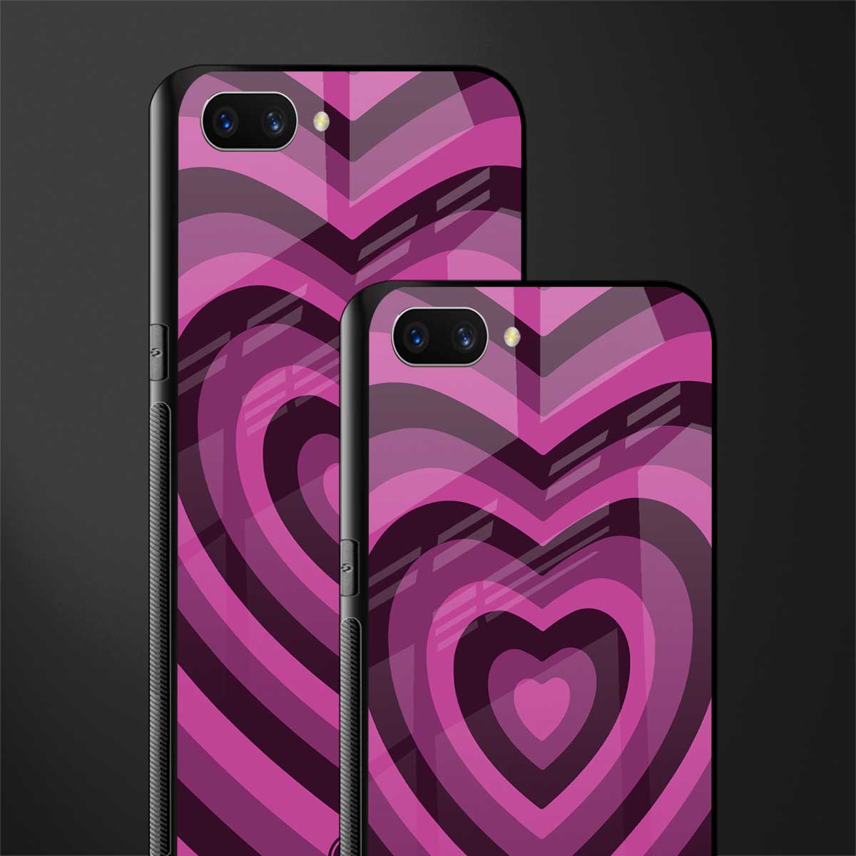 y2k burgundy hearts aesthetic glass case for oppo a3s image-2