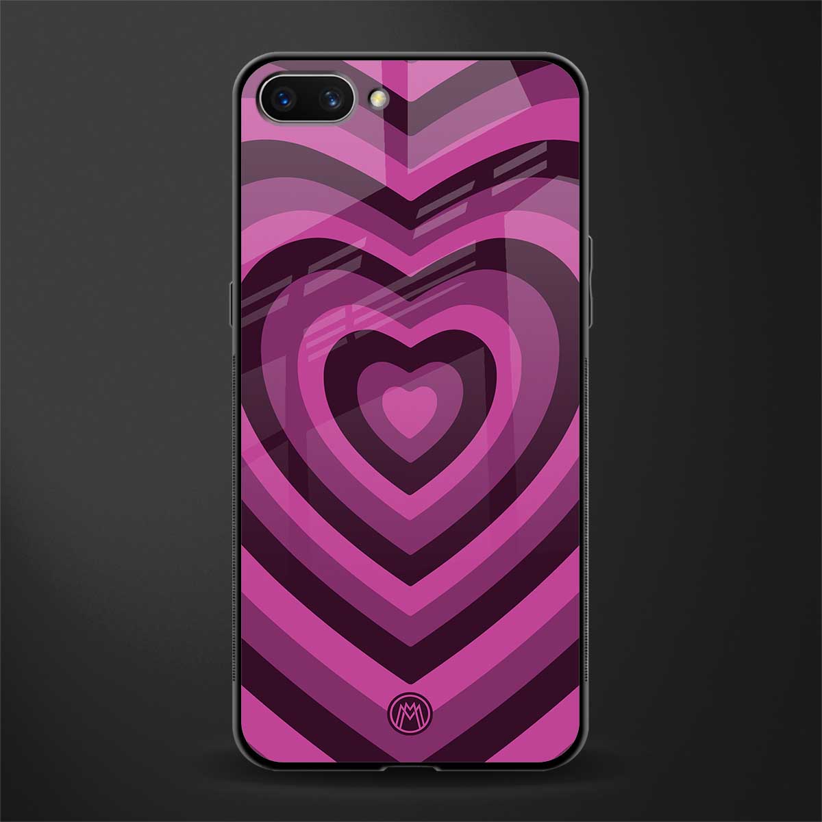 y2k burgundy hearts aesthetic glass case for oppo a3s image
