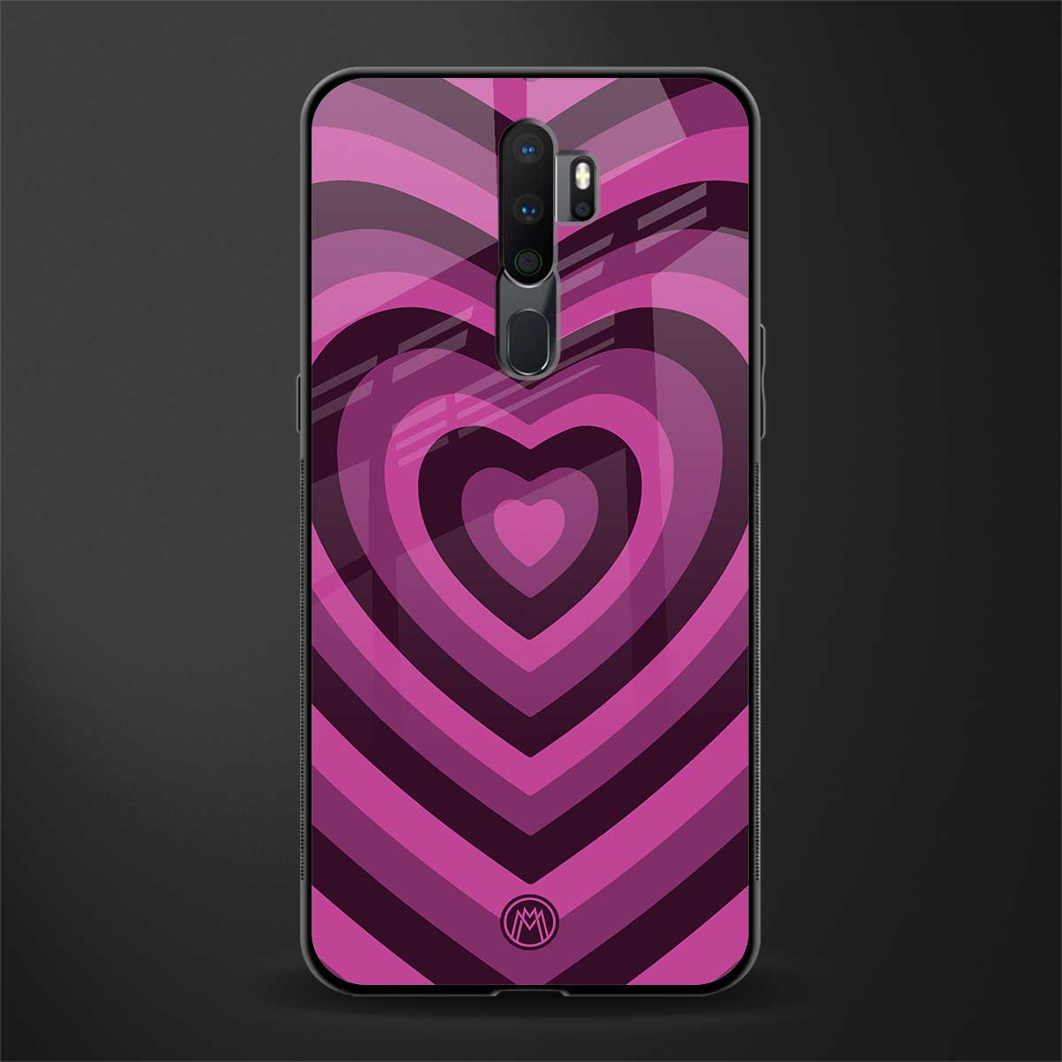 y2k burgundy hearts aesthetic glass case for oppo a5 2020 image